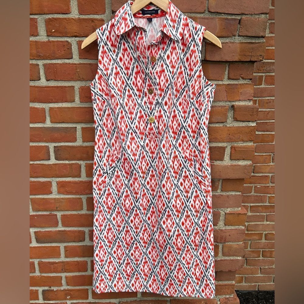 Land’s End Ikat Print Collar Shift Dress
